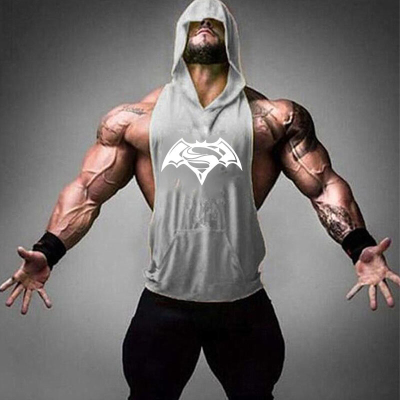 Batman corte sem mangas camisa dos homens ginásios stringer colete treino camisa muscular tees musculação tanque superior roupas de fitness