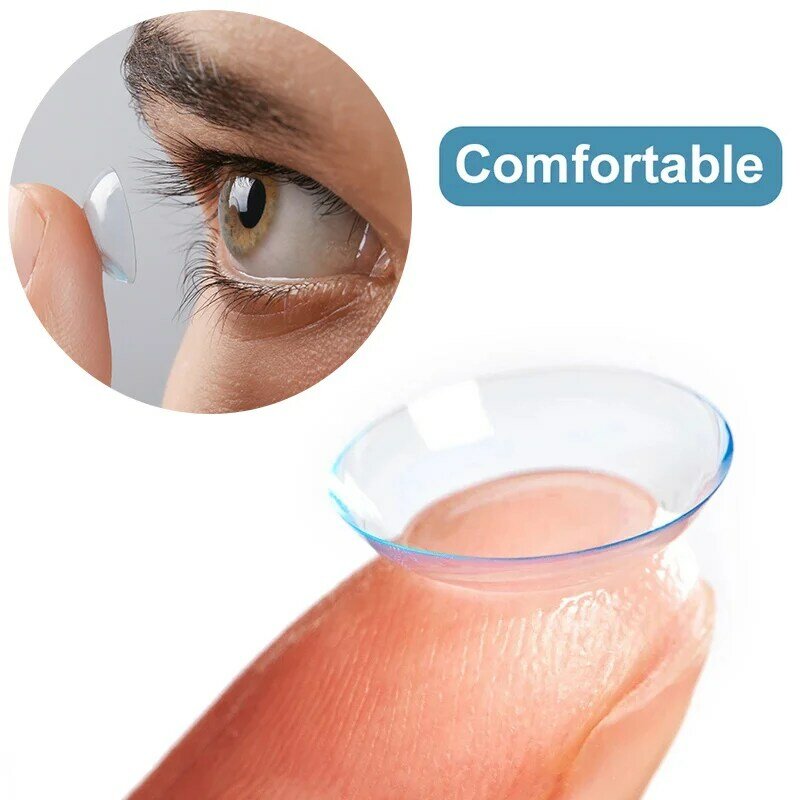 Lentes de contato da miopia de OVOLOOK-2PCS/par para lentes transparentes da prescrição da correção da visão com contatos dos olhos de diopters 14mm