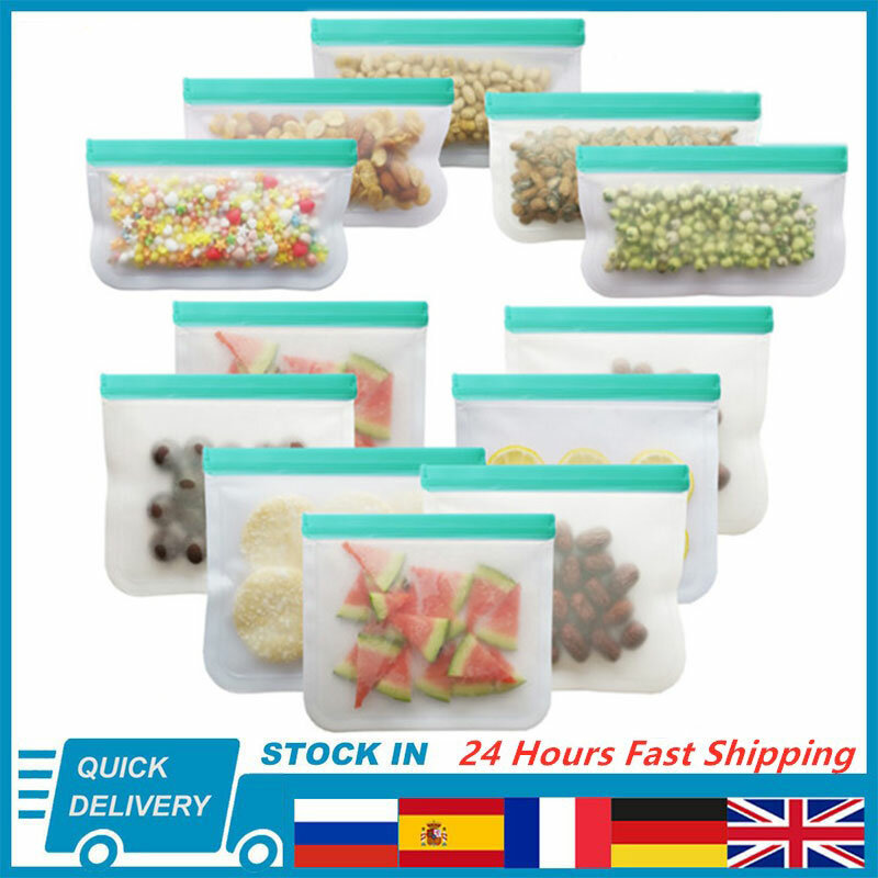 12 шт./компл. силиконовый Пакет PEVA, силиконовая сумка для хранения пищевых продуктов, контейнер для еды, сумка для хранения свежих продуктов