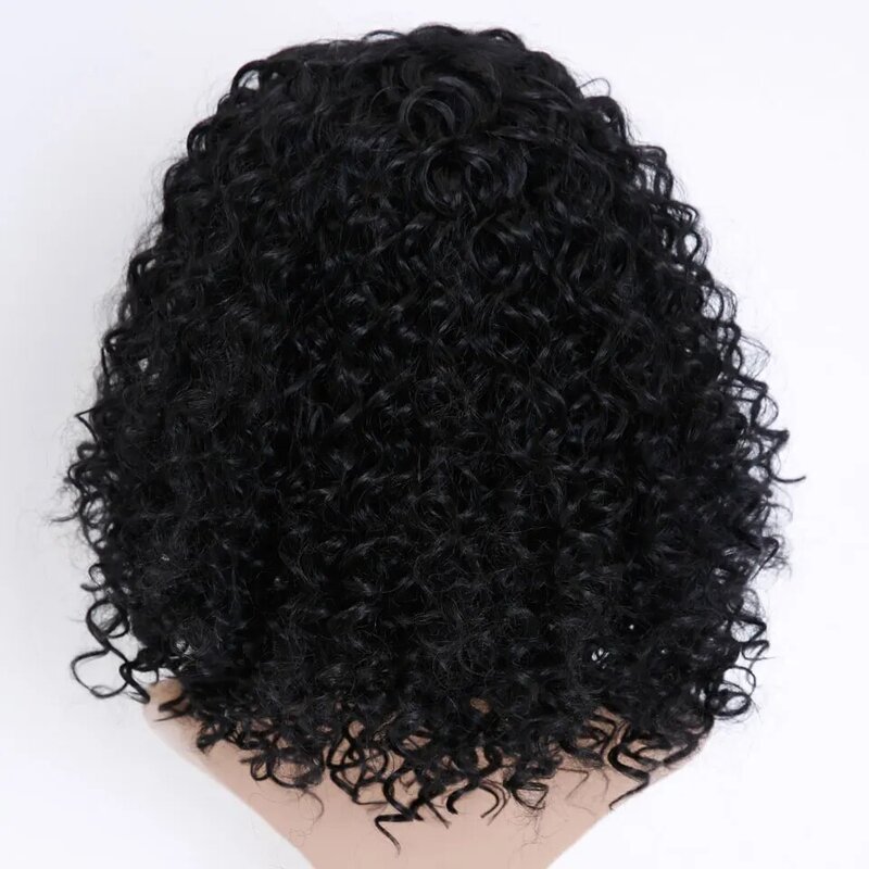 Allaosify Short Afro Kinky Curly Wigs for Women Synthetic Wigs Heat Resistant Hair Fluffy African American Natural Black Hair