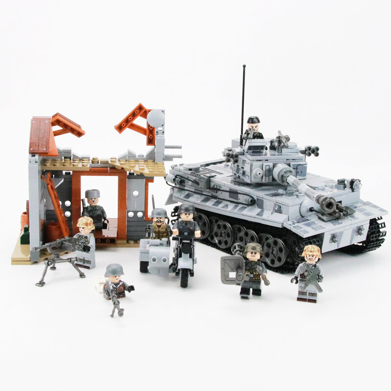 Ww2 militar alemanha tigre tanque blocos de construção legoing militar ww2 tanque soldado arma do exército tijolos crianças brinquedos para crianças presente