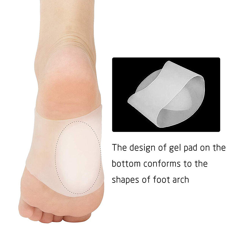USHINE sepatu silikon sol lengkung, bantalan sepatu ortopedi, kaus kaki kaki datar perawatan kaki Fasciitis pasang
