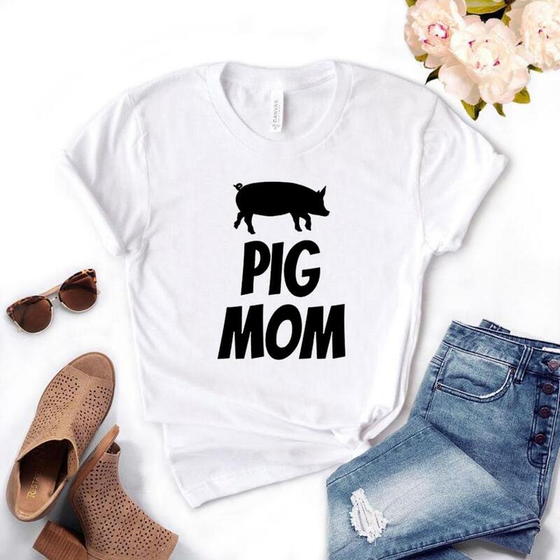 Schwein Mom Druck Frauen t-shirt Baumwolle Casual Lustige t shirt Für Yong Dame Mädchen Top T 6 Farben Drop Schiff NA-439