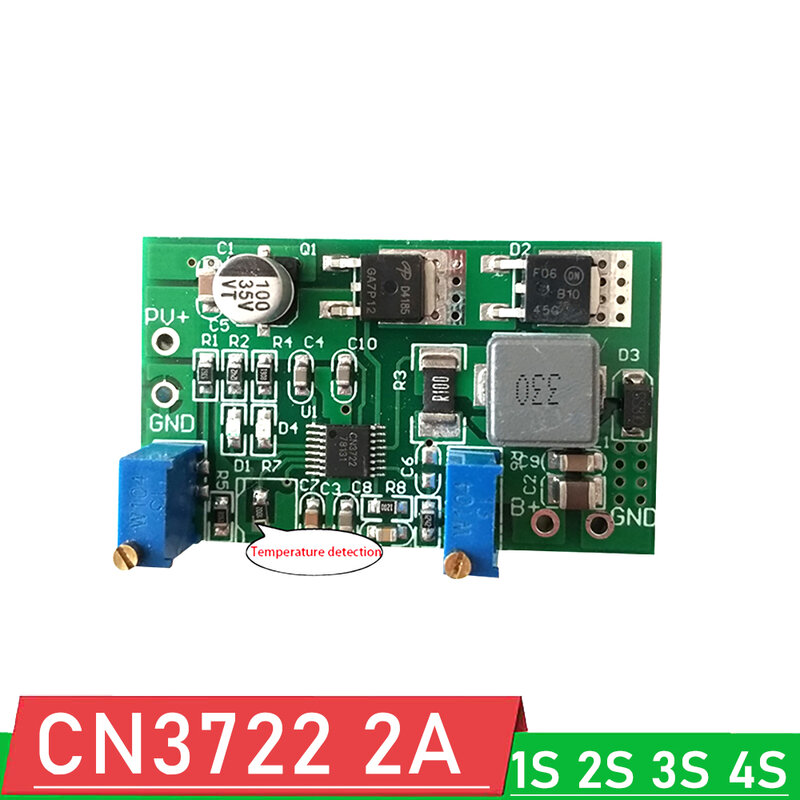Cn3722 2a módulo de carregamento mppt painel solar controlador 1s 2s 3s 4S 12v lifepo4 lifepo4 li-ion bateria de lítio controle de carga