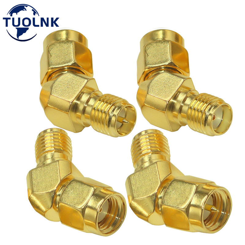 4pcs/lot 2pcs/lot SMA Adapter Kit 45Degree SMA Male/Female to RP SMA Elbow Connector Kit Gold-Plated RF Coax Connector