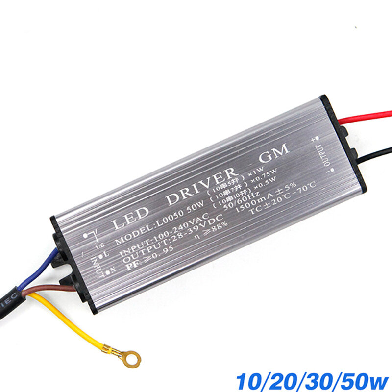 YNL-Controlador LED de 10W, 20W, 30W, 50W, adaptador de transformador de AC100V-265V a CC de 20-38V, interruptor de alta calidad, fuente de alimentación IP67 para reflector