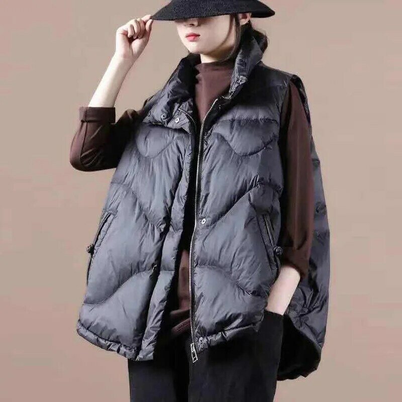 女性の怠惰なスタイルのベスト,ゆったりとしたアウター,ポケット付きのスリムなウエストジャケット,ファッショナブルな新しい秋冬コレクション2021