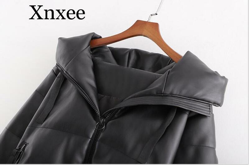 Abrigo de piel sintética con capucha para mujer, parka elegante de algodón con cremallera, color negro