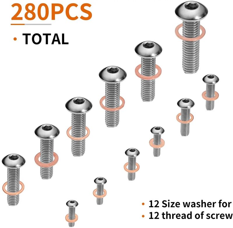 280/200/100Pcs Copper Sealing Solid Gasket Washer Sump Plug Oil For Boat Crush Flat Seal Ring Tool Hardware Accessories Pack New