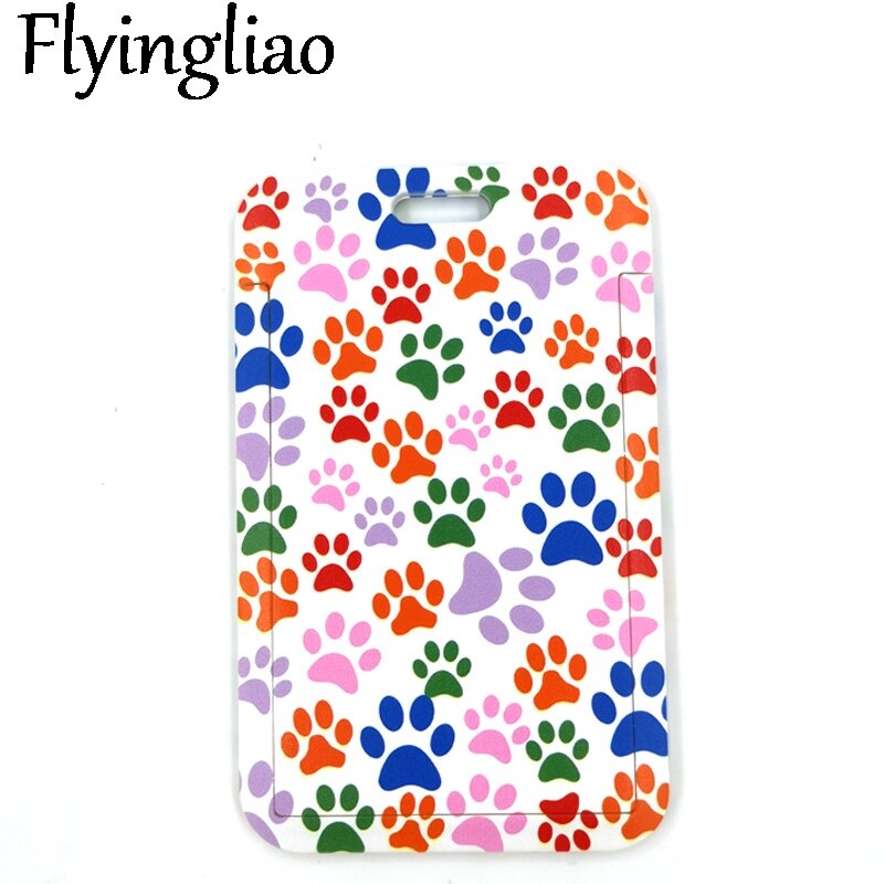 Colorful Dog Paws ID Card Students Work Name card Holder Pass Gym Badge Kids Holder Jewelry Accessories Decorations Gifts