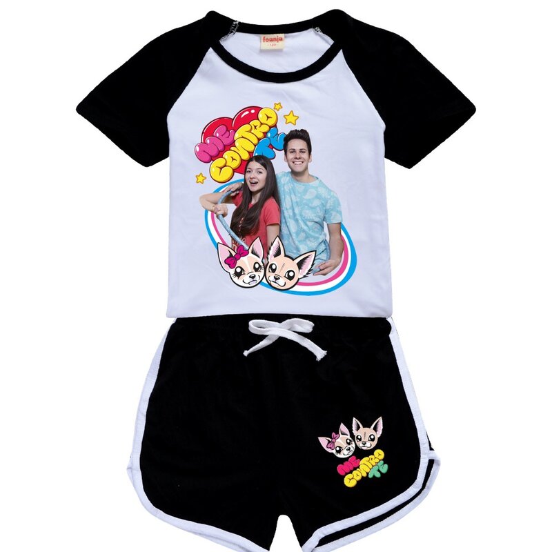 子供用の漫画のTシャツとショーツ,カジュアルなスポーツウェア,半袖ベビー服,家庭用の新しい服