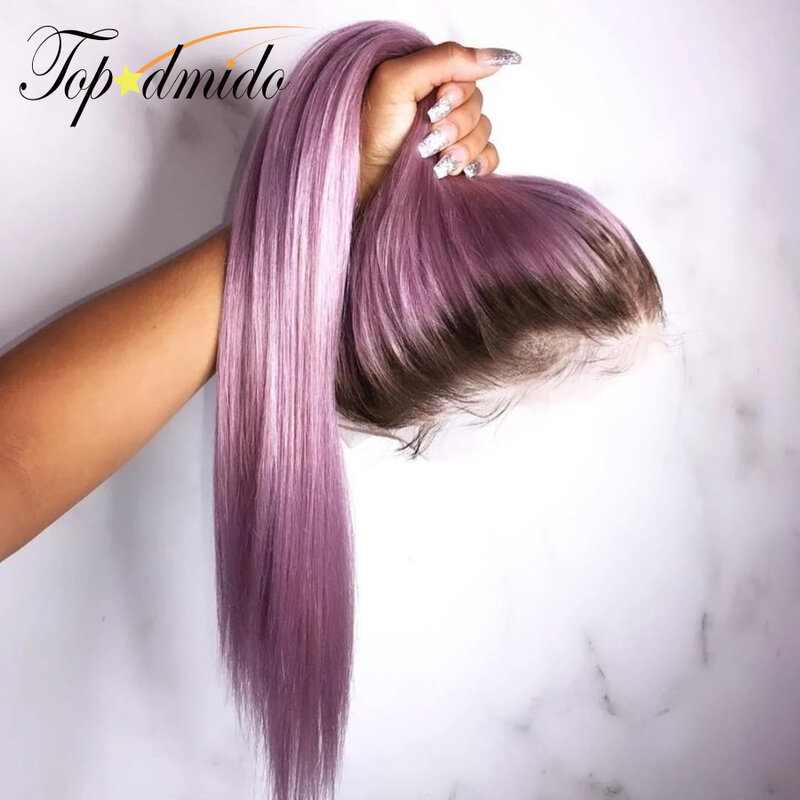 TOPODMIDO 13x4 różowy kolor koronkowa peruka na przód z dzieckiem włosy kolor Ombre peruki z prostymi włosami dla kobiet brazylijski Remy ludzki włos peruki
