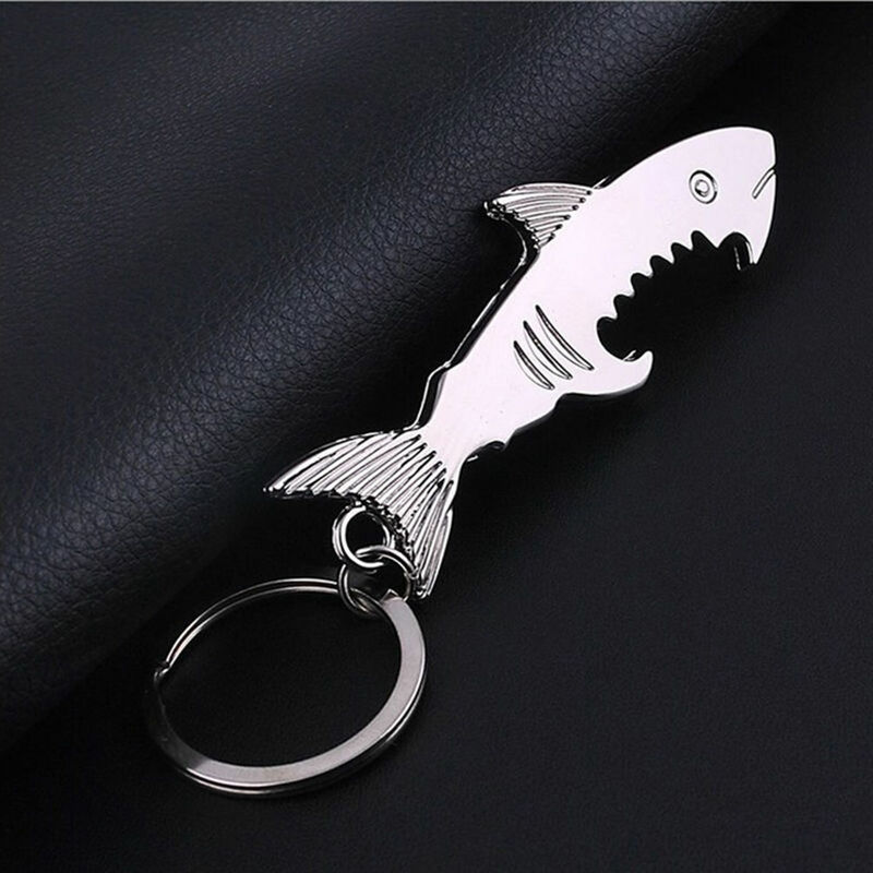 ใหม่ Shark ขวดเปิดพวงกุญแจรูปสังกะสีอัลลอยด์ที่เปิดขวดเบียร์ผู้หญิงผู้ชายแหวนที่ไม่ซ้ำกันของขวัญสร้างสรรค์