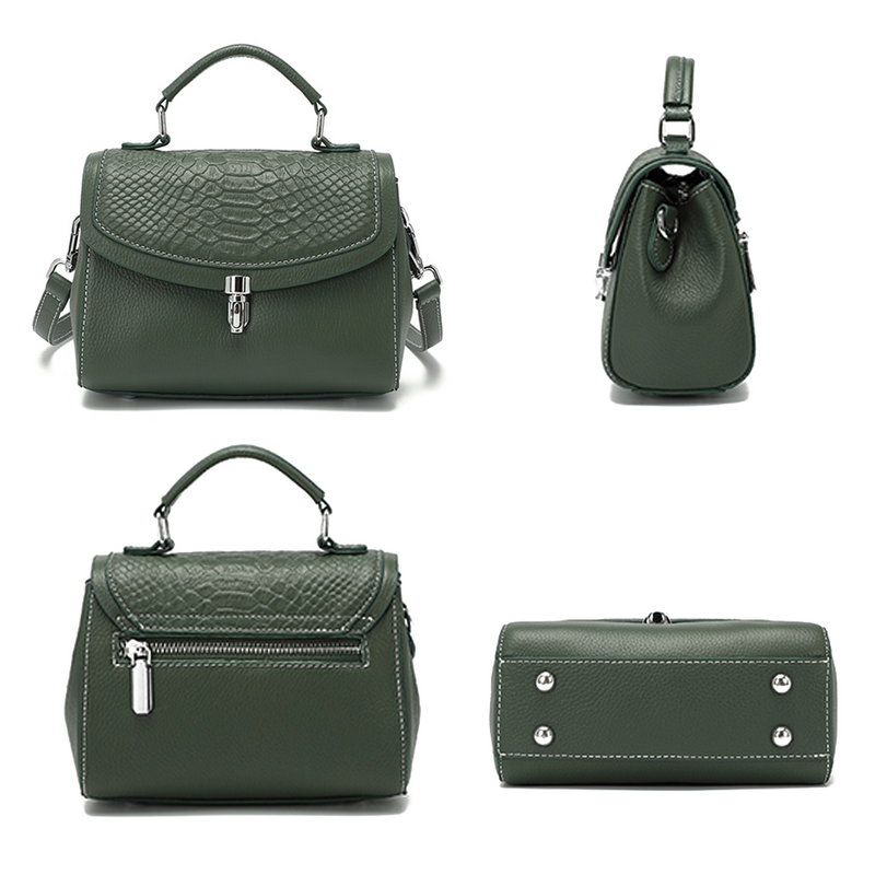 Zency 2023 New Genuine Leather Bags Female Fashion Vintage Alligator Crossbody Handbag Small Luxury Box Shoulder Tote Women Bag