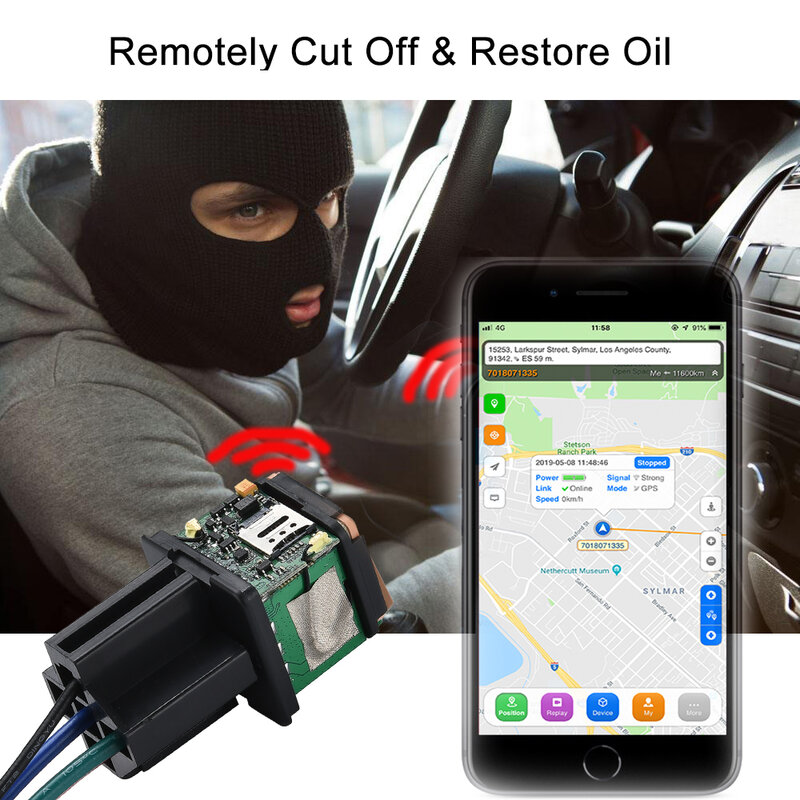 Rastreador GPS para coche, dispositivo de relé de seguimiento de ST-907, localizador GSM, Control remoto, monitoreo antirrobo, sistema de corte de aceite con aplicación gratuita