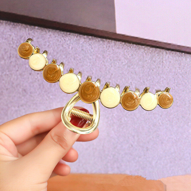 New Fashion Large Exquisite Elegant Metal Alloy Dripping Oil Hairpin Barrette for Women Girl Accessories Headwear