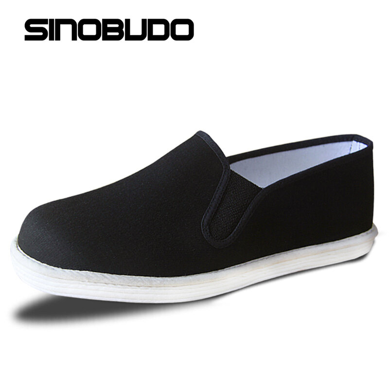 SINOBUDO-무술 전통 올드 베이징 신발, 쿵푸 태극권 신발, 고무 밑창, 유니섹스 블랙, 35-45