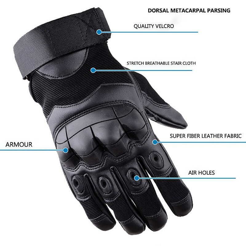 Luckybobi – gants de moto en cuir pour hommes, pour écran tactile, pour Motocross, pour motocyclette, pour motocyclette, pour course, pour équitation mécanique, pour doigt complet