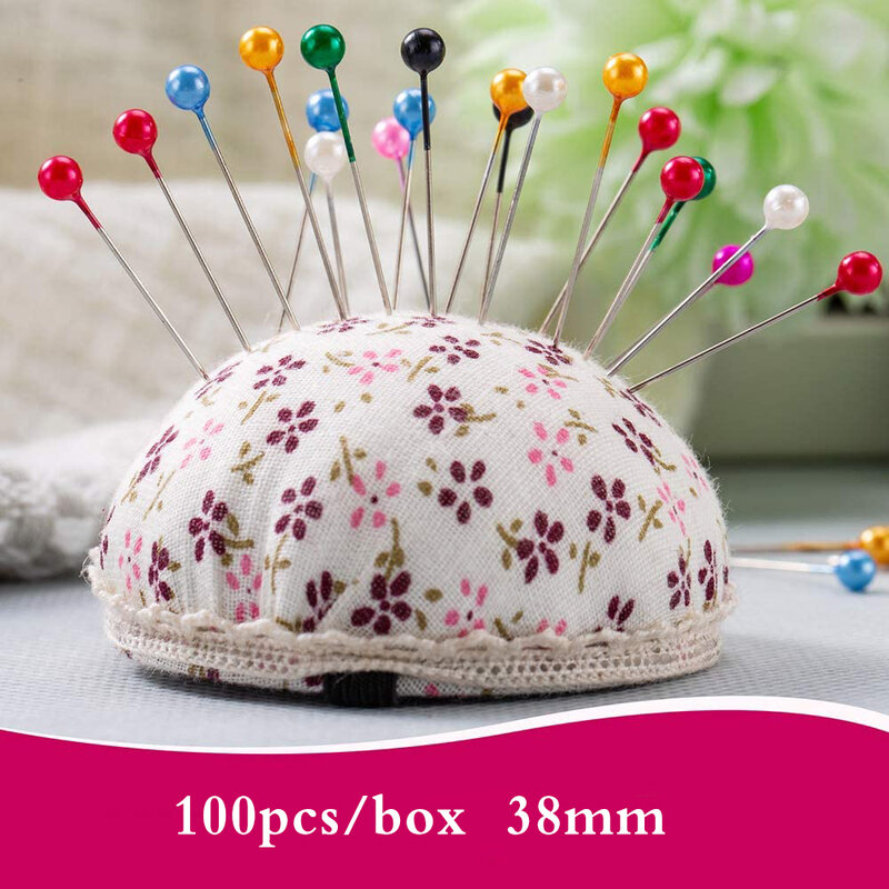 100Pcs Jahit Pin 38Mm Pearl Ball Head Push Pin Lurus Quilting Pin untuk Tata Busana Perhiasan Dekorasi DIY Jahit alat