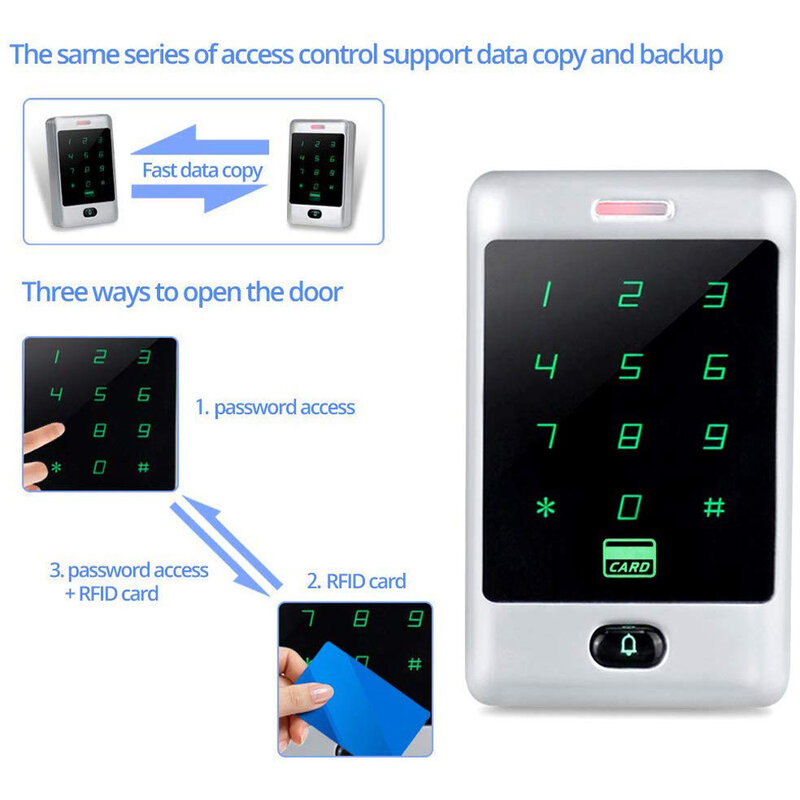 Standalone Access Control ระบบ RFID ปุ่มกดสัมผัสโลหะกันน้ำ IP65 ประตูล็อคระบบรักษาความปลอดภัย