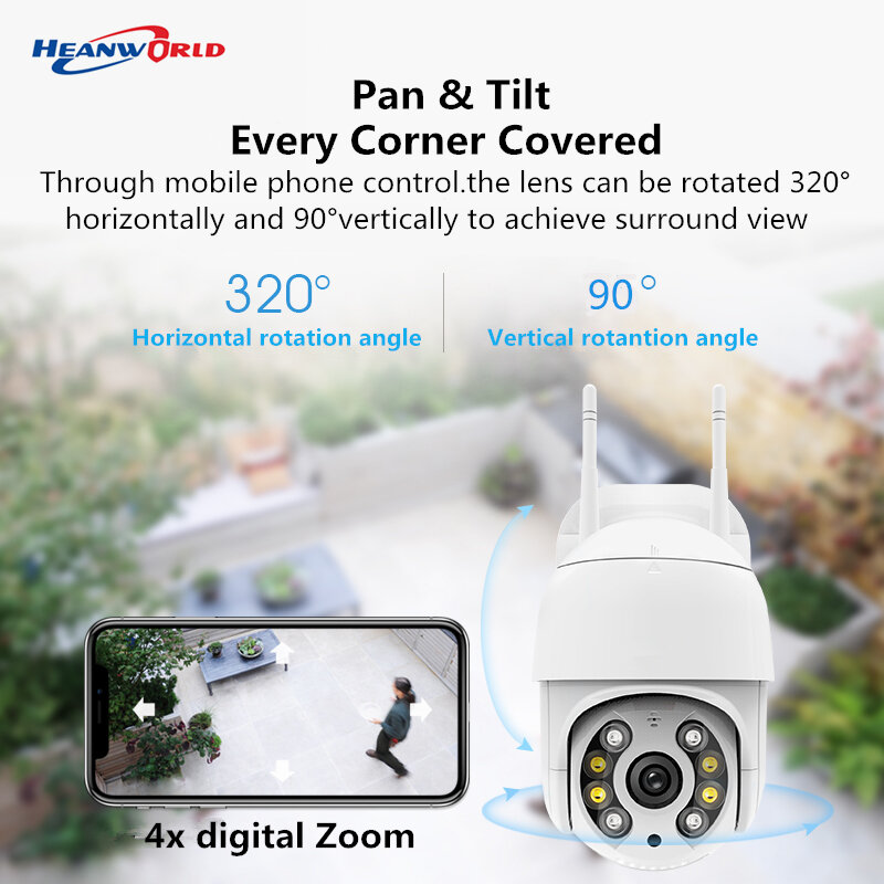 Telecamera IP Wireless PTZ 1080P impermeabile 4X Zoom digitale Speed Dome Dome Mini WiFi sicurezza telecamera CCTV Audio AI rilevazione umana