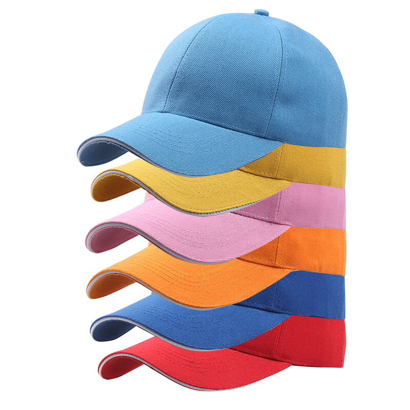 Boné de algodão para homens e mulheres, chapéu viseira neutra, acessórios ao ar livre, azul, verão