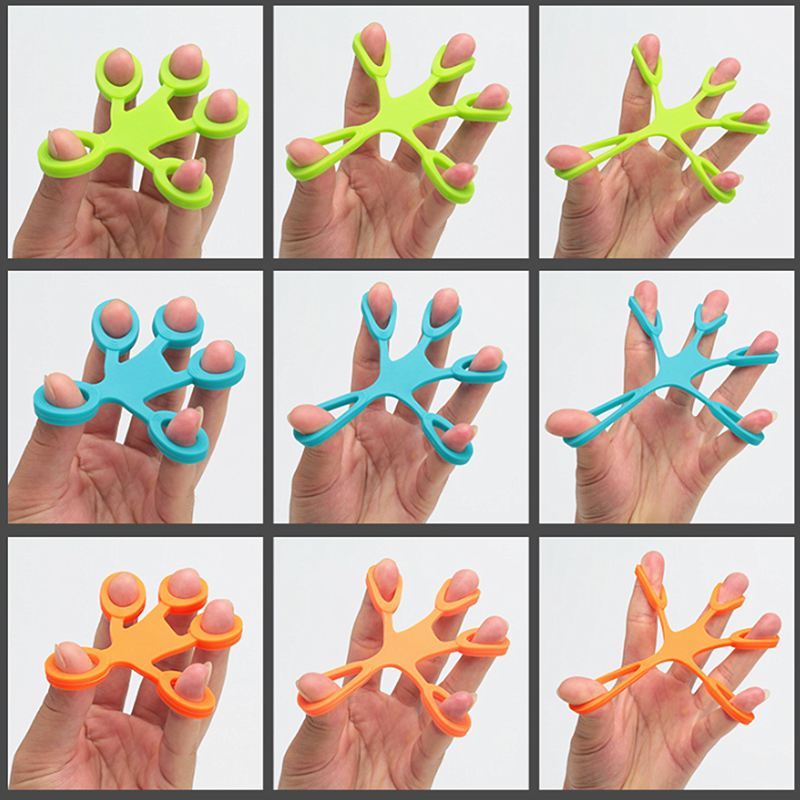 フィンガーグリップシリコンエクササイズストレス抵抗バンドフィットネスストレッチャー3レベル自閉症addの指感覚玩具