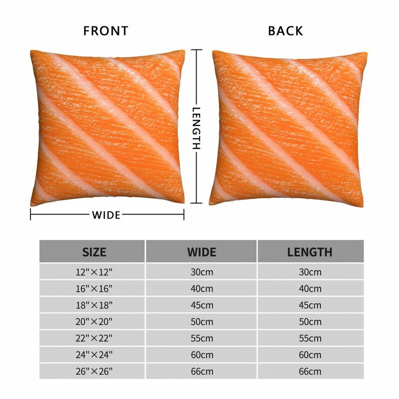 Salmon Sushi Sashimi Square Pillowcase Polyester Linen Velvet Zip Decor Pillow Case Sofa Seater Cushion Cover 18"