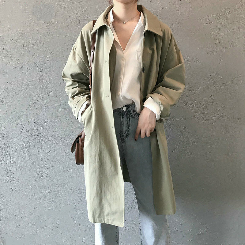 Frauen Übergroßen Khaki Lange Graben Mantel 2023 Mode Elegante Langarm Damen High Street Lose Outwear Mäntel Und Frauen mantel