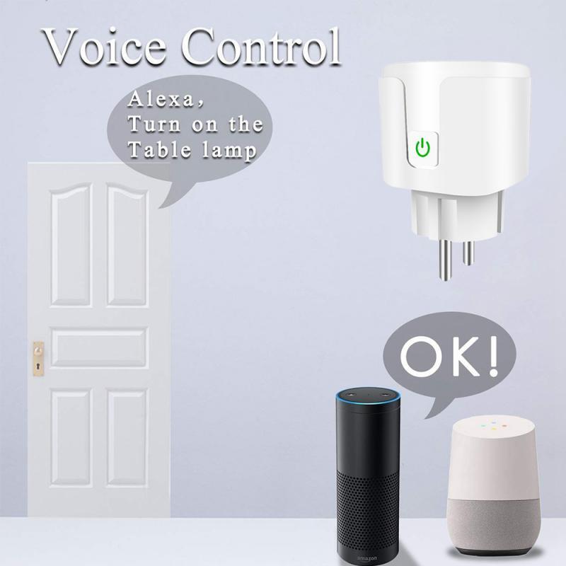 1pcs Smart WiFi Plug Adaptor Remote Voice Control Power With Power Monitor Wireless Socket Outlet With Alexa Google Home