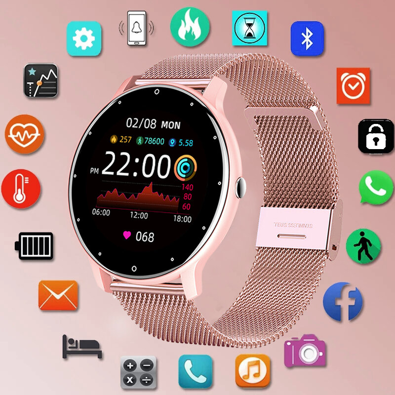 Умные часы LIGE 2023 для женщин Спортивные часы с сенсорным экраном IP67 Водонепроницаемые Bluetooth для Android iOS Умные часы для женщин