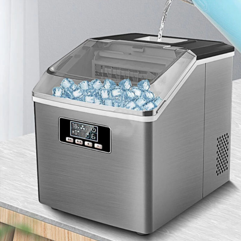 HIBurgos-Petite machine à glaçons domestique, machine à glaçons carrée, couvercle entièrement transparent, appareils électroménagers congelés