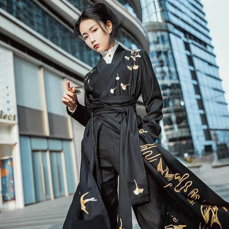 Traje Tang Hanfu de estilo chino para hombres y mujeres, batas, disfraz de Cosplay de samurái japonés, conjunto de ropa Oriental Retro, Tops, abrigo, Pantalones