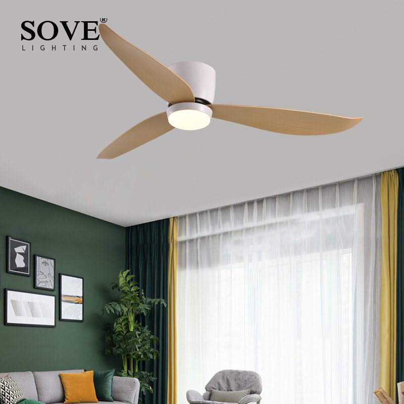 SOVE-Modern LED ventiladores de teto com controle remoto, luz decorativa, lâmpada para BedroomHome, 220V