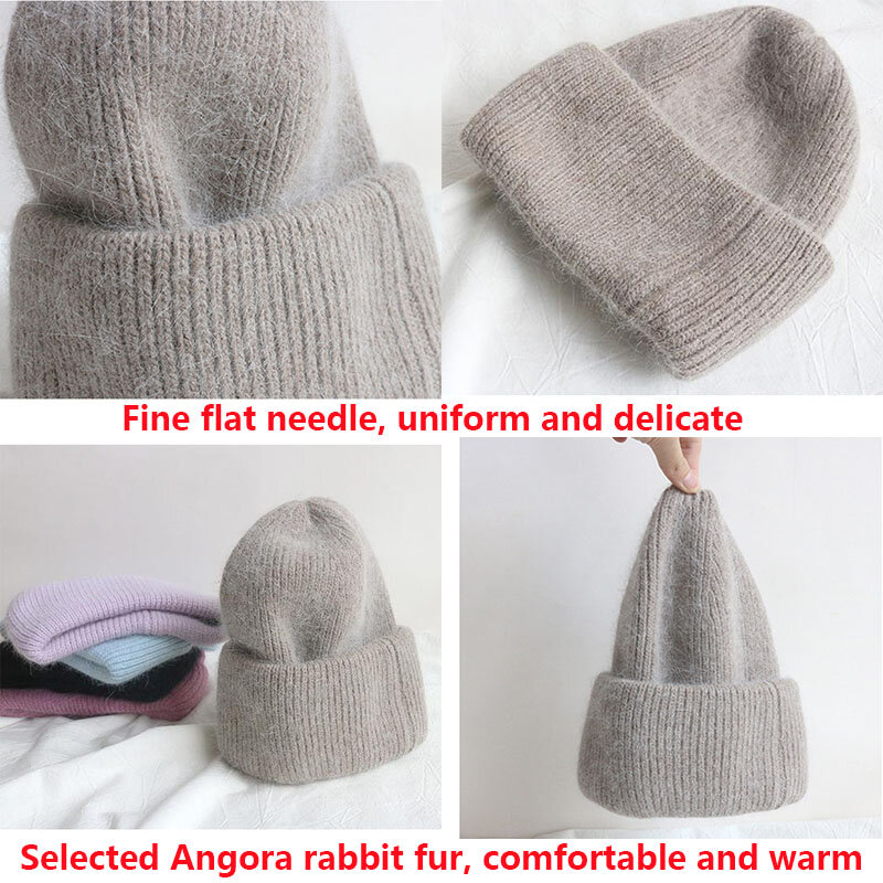 Heiß verkaufen Winter mütze echte Kaninchen fell Winter mützen für Frauen Mode warme Mütze Hüte Frauen solide Erwachsenen Abdeckung Kopfkappe