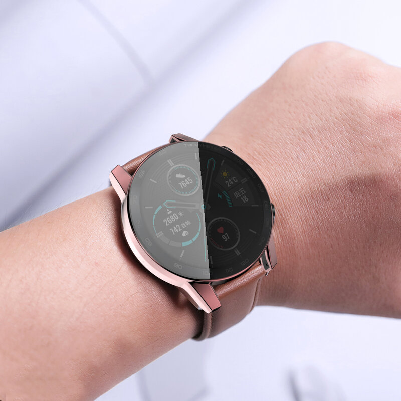 Cubierta protectora envolvente galvanizada de tpu para Huawei Honor Magic watch 2, funda blanda de tpu de 46mm, reloj de protección antifricción