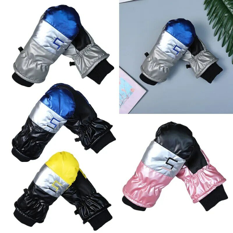 KLV Bright Face Children Winter Ski Gloves Thicken Anti-Slip Sports Mitten for 7-14Y Kids Boys Girls Outdoor Cycling Hiking