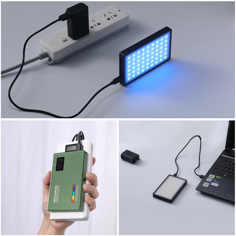 Soonpho-Luz LED RGB para cámara, Kit de luz de vídeo de salida a todo Color, regulable, 2500K-8500K, Panel de luz bicolor CRI 95 +