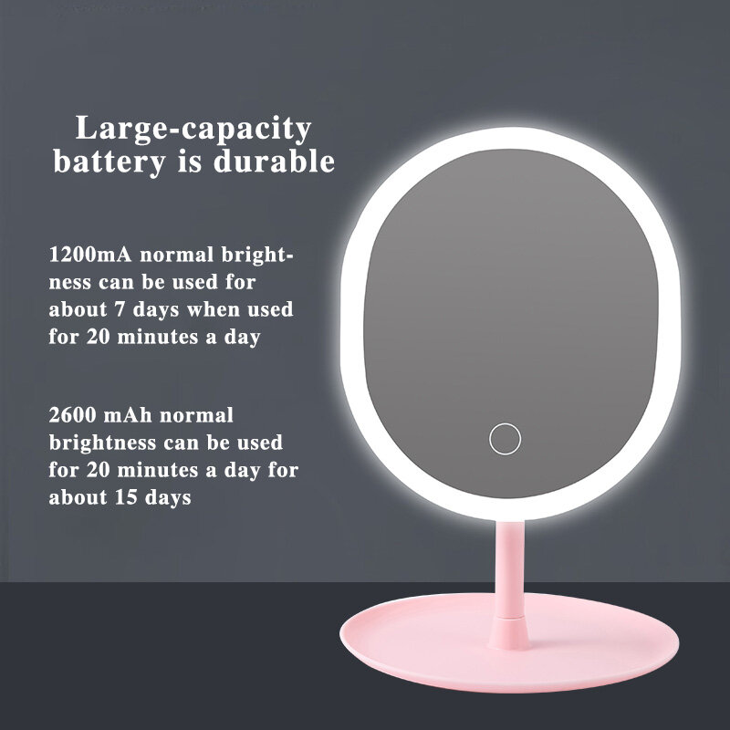 Đèn Led Gương Trang Điểm M007-1 USB Lưu Trữ LED Mặt Gương Cảm Ứng Có Điều Chỉnh Đèn Mờ Led Vanity Mirror Đứng Lên Bàn Làm Việc Mỹ Phẩm Có Gương