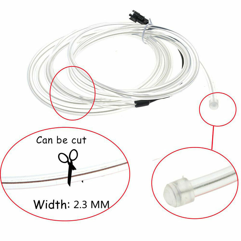 Cable de cuerda de luz LED de neón con controlador alimentado por batería USB para coche, fiesta, Club, baile, decoración DIY, 5M, 3V, 5V