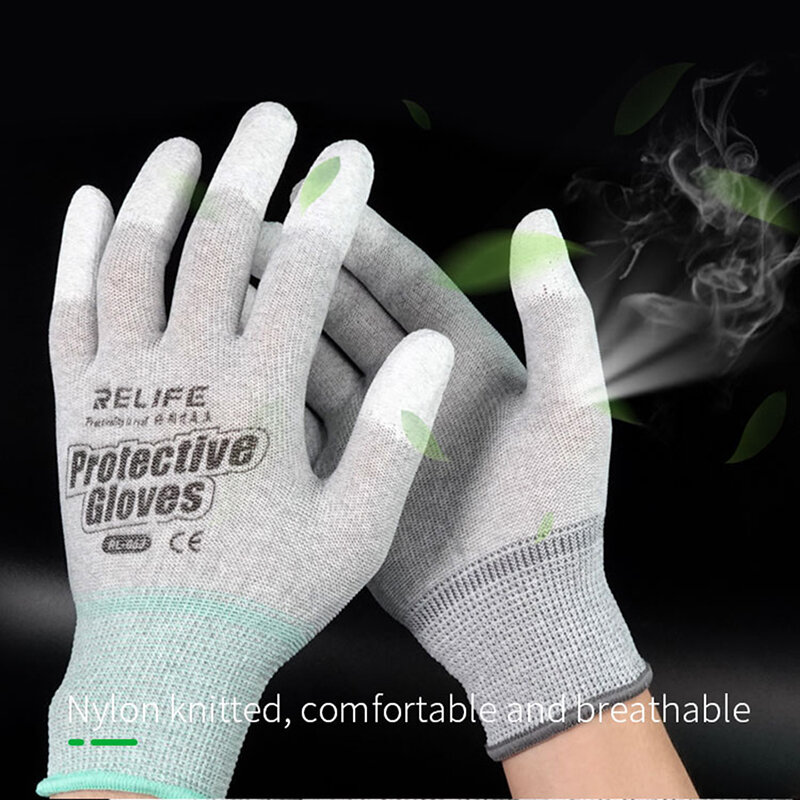 RL-063 Anti Static Glove PC Computer ESD Safe Universal Work Gloves Electronic Anti Skid For Finger Protection Phone Repair Tool
