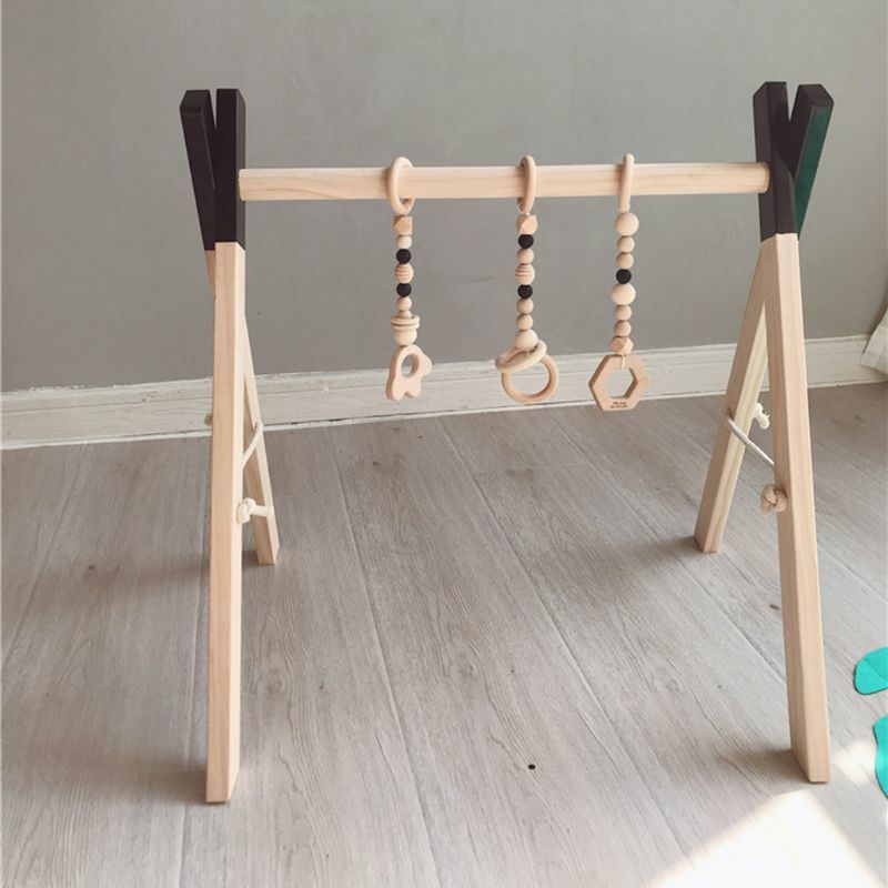 Nordic Einfache Holz Kinder Zimmer Dekorationen Neugeborenen Kinder Baby Fitness Rack Ring-Pull Spielzeug