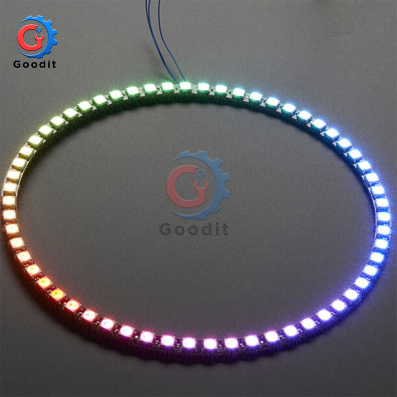 WS2812 Round LED Ring Board com luzes de condução embutidas, módulo eletrônico, 8 bits, 12 bits, 16 bits, 64 bits, 5050 RGB, Full Color