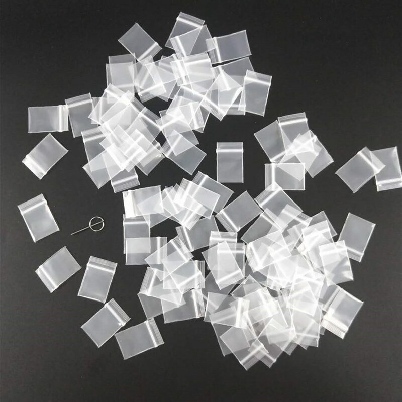 Tetp 100 pçs 20 fios mini claro ziplock sacos de plástico pequena jóias varejo acessório armazenamento suprimentos reclosable engrossar