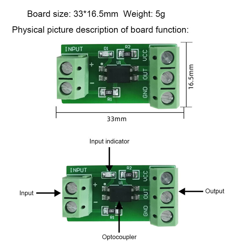Modulo di isolamento optoaccoppiatore a 1 canale PC817 EL817 3V-5V 12V 24V isolatore fotoelettrico supporto per binario PLC Drive Motor Board