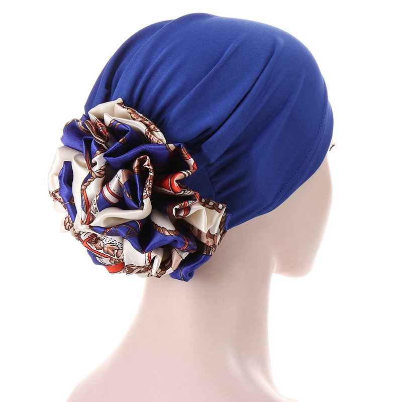 Kepahoo dehnbare Satin Blume Turban Motorhaube für Frauen Muslime unter Hijab Kappe einfarbig islamische innere Hijabs Headwrap Chemo Cap
