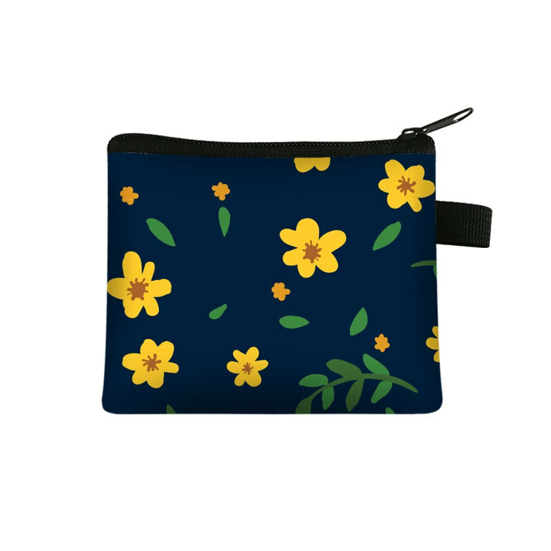 女性用の小さな花柄の財布,小さな正方形のポケット,カードホルダー,コイン,ノベルティ