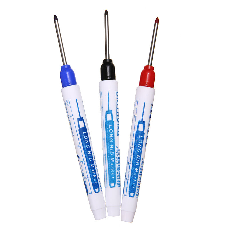 3 buah pena spidol kepala panjang 30mm merah/hitam/biru tinta pena pembuat lubang dalam multi-guna tahan air alat spidol permanen