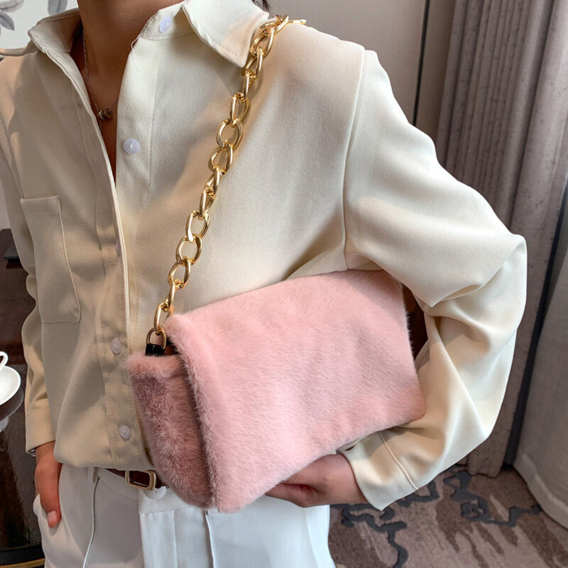 2021 leopardo impressão grossa corrente sacos de ombro para as mulheres luxo designer bolsa de pelúcia pequeno quadrado bolsas femininas axilas mão saco