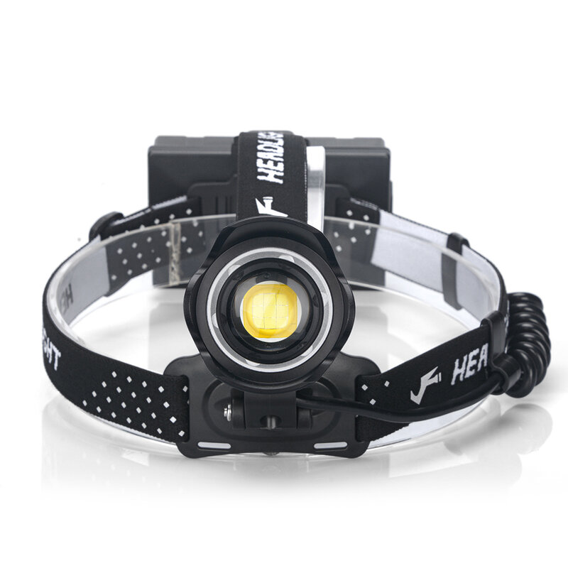 Faro LED potente XHP199, recargable por USB, auriculares portátiles, enfoque telescópico, impermeable, para pesca al aire libre, novedad
